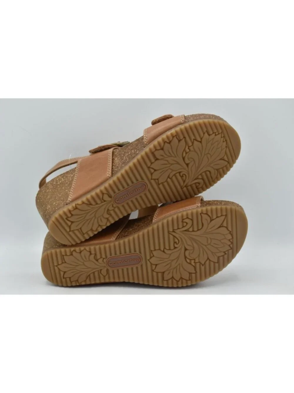 Comfortiva Womens Size 10 Erlina Sand Brown Leather‎ Wedge Sandals Shoes